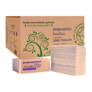 TOALLA INTERDOBLADA SANILUX NATURAL | CAJA CON 20 FAJITAS 100 HOJAS C/U