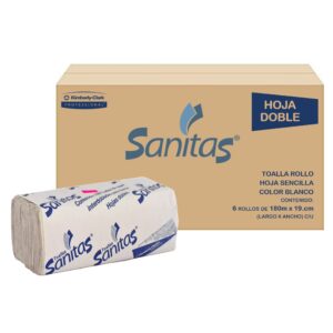 TOALLA INTERDOBLADA SANITAS | CAJA CON 20 FAJITAS 100 HOJAS C/U