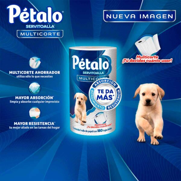 SERVITOALLA DE COCINA MULTICORTE PÉTALO | PAQUETE CON 6 ROLLOS 180 HOJAS C/U