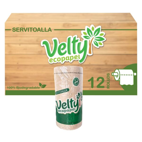 SERVITOALLA DE COCINA BIODEGRADABLE VELTY | COLCHON CON 12 ROLLOS 40 MTS 400 HJS C/U