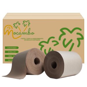 TOALLA EN ROLLO PARA MANOS NATURAL MOCAMBO | CAJA CON 6 ROLLOS 180 METROS C/U