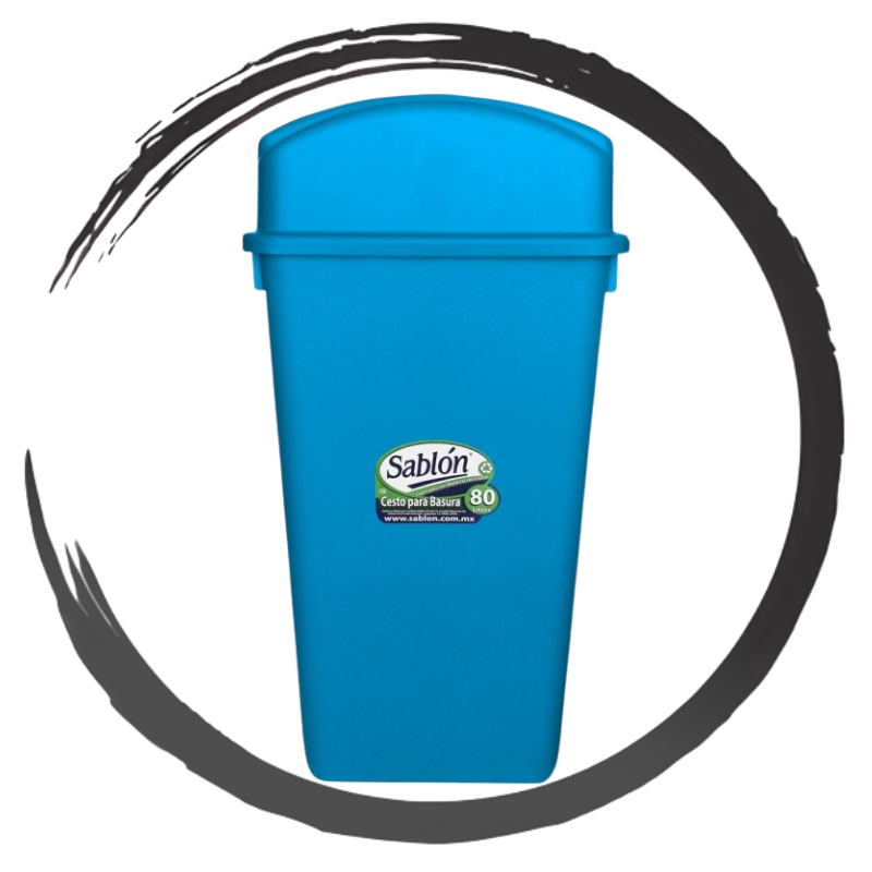 CESTO DE BASURA JUMBO SABLON 80 LT AZUL
