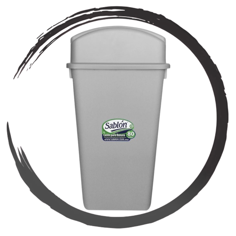 CESTO DE BASURA JUMBO SABLON 80 LT GRIS