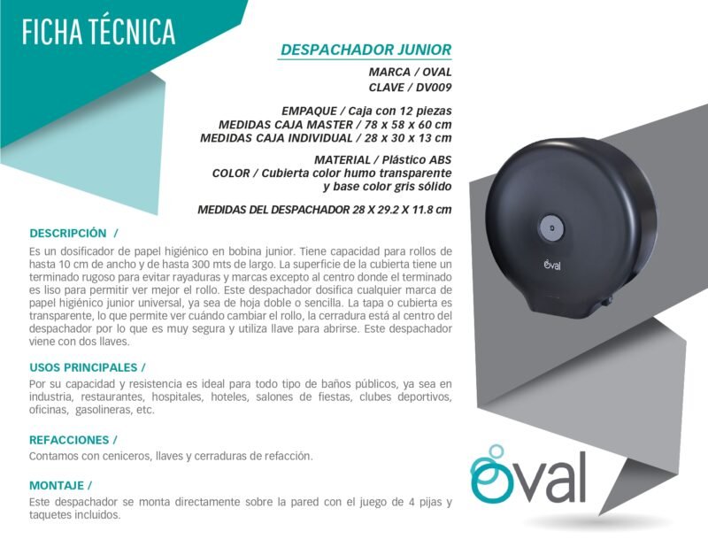 DESPACHADOR PAPEL HIGIÉNICO BOBINA OVAL DV009