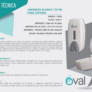 JABONERA EN ESPUMA OVAL 750 ML DV011