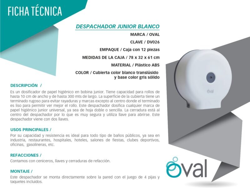 DESPACHADOR PAPEL HIGIÉNICO BOBINA OVAL DV026