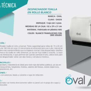 DESPACHADOR TOALLA EN ROLLO OVAL DV028