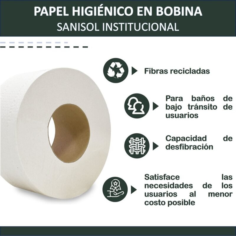 PAPEL BOBINA SANISOL 12 ROLLOS 200 MTS