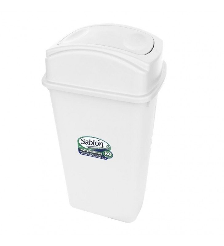 CESTO DE BASURA JUMBO SABLON 80 LT BLANCO