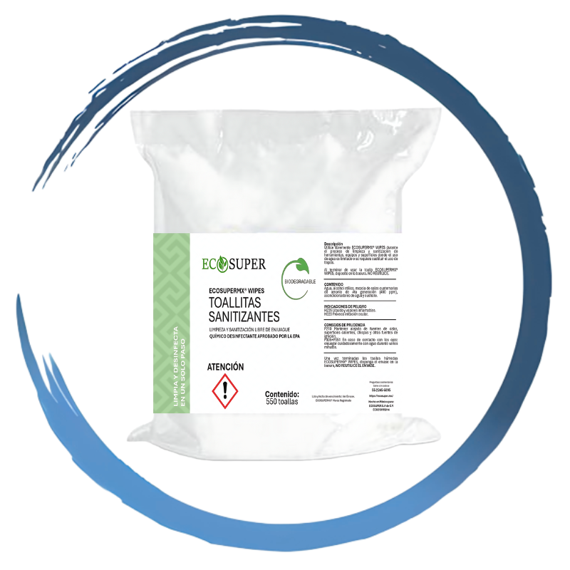 TOALLAS SANITIZANTES ECOSUPER CAJA CON 1100 PZS